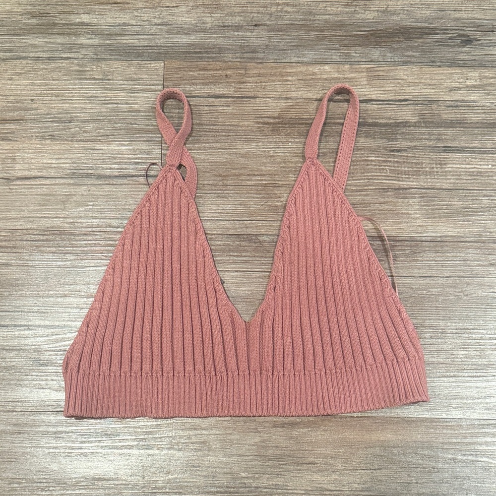 Zara Ribbed Knit Crop Top in Mauve